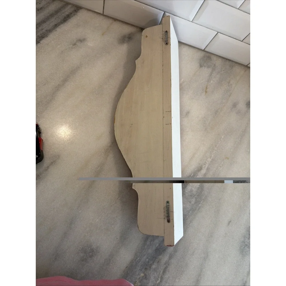 Vintage Cream/mauve Hand Painted Floral Wooden Wall Shelf 21